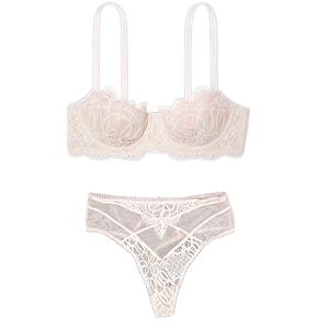 Victoria's Secret Dream Angels Wicked Uplift Bra 34DDD and Panty Set XS - Cream